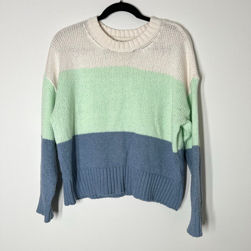 American Eagle Women's Striped Sweater Crew Neck Size Medium - Picture 1 of 4